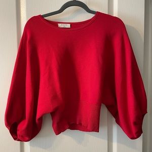 Aritzia Babaton red XS top with ribbed bottoms and bell sleeves